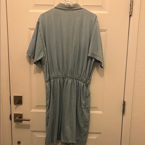 Erika Light Blue Knee-Length Denim Dress - Picture 3 of 3